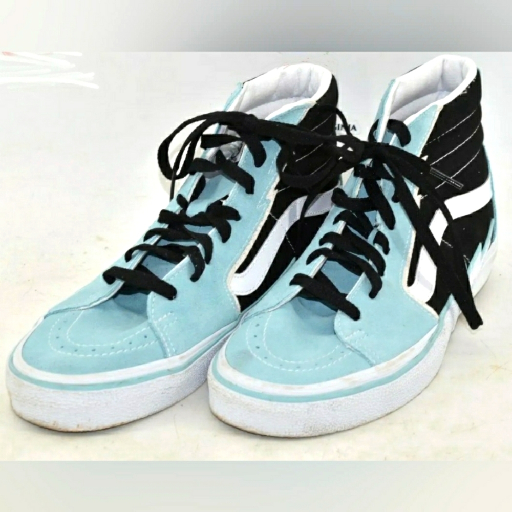 NEW Vans Hi Top Blue Racing Lightning Bolt Sneaker Tennis Shoes Men's Sz 8.5
